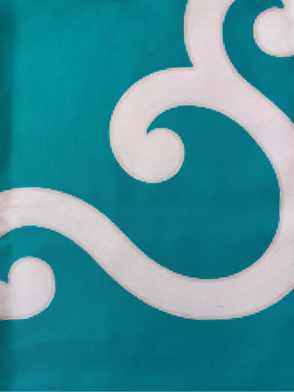 Teal Tablecloth with Pink Trim Accent